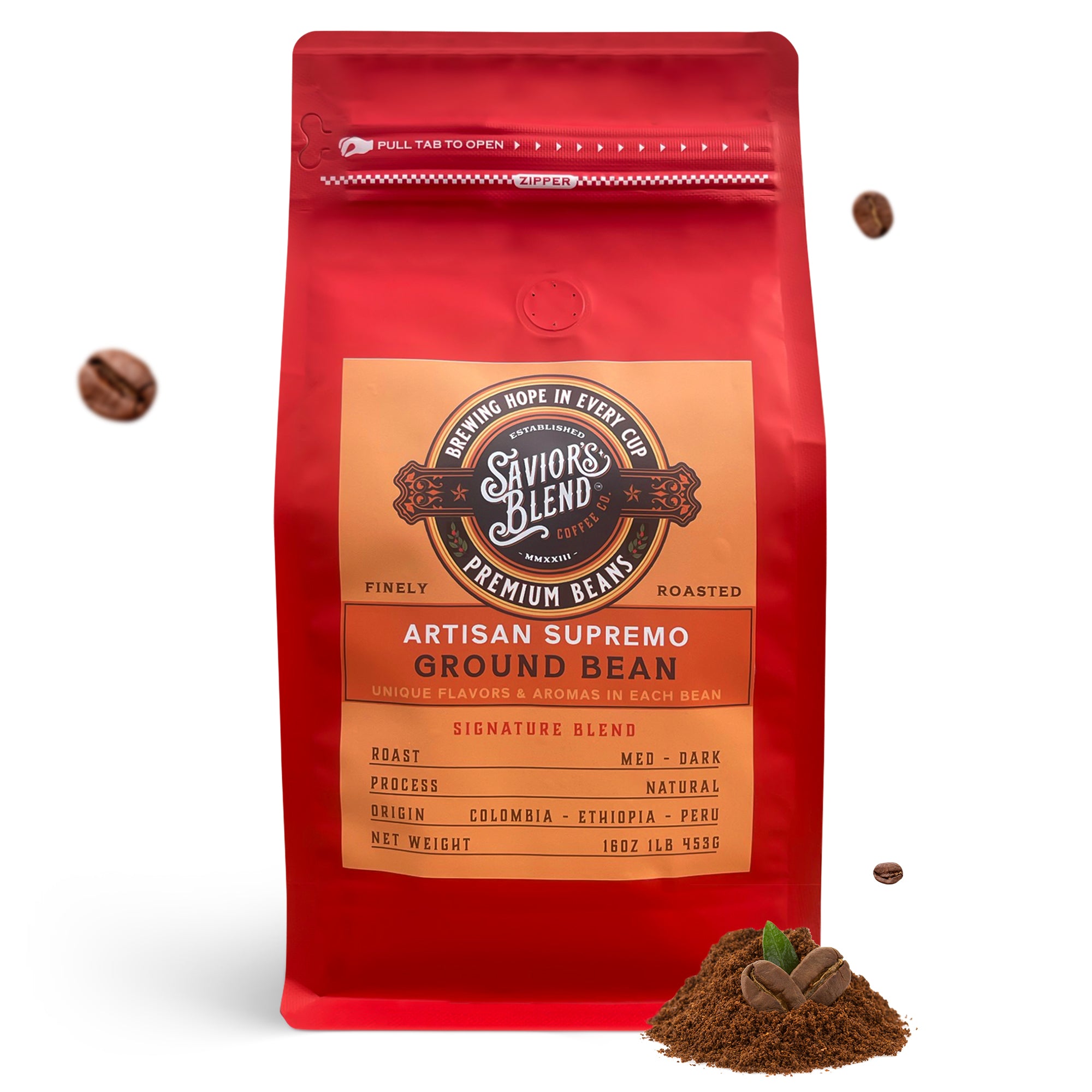 A rich and bold cup of Artisan Supremo coffee, brewed to perfection.